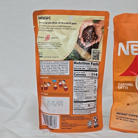 3 PACK Nescafé 3-1 Carmel Latte Instant Coffee Mix 4.06 Oz 15 packets total - Picture 4 of 6